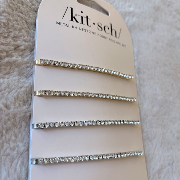 2/$20 ✨NWT Kitsch Rhinestone Bobby Pins Extra Long Set of Four - Picture 2 of 4